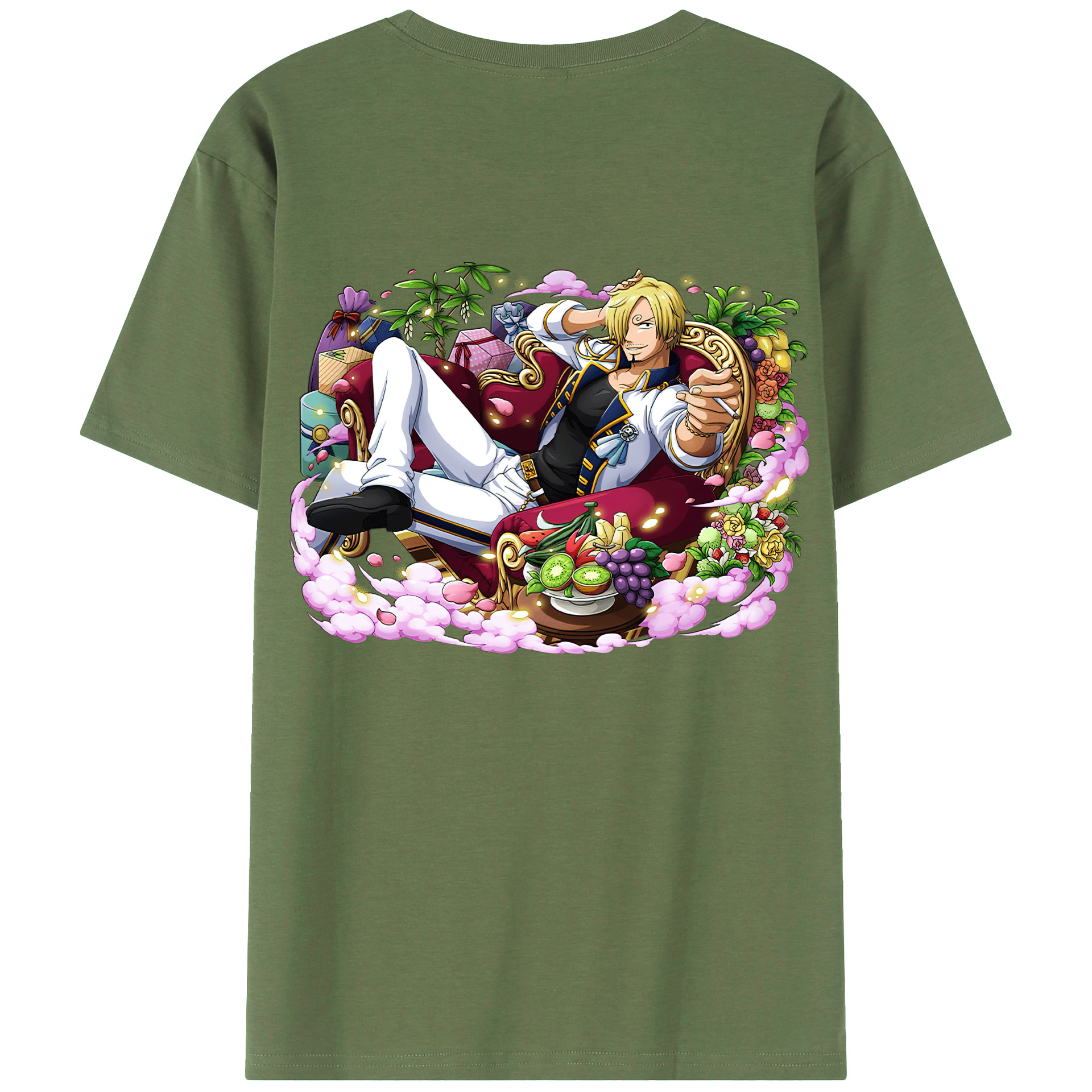 （画像用） ワンピース サンジ ONE PIECE Sanji 綿100％ メンズ半袖Tシャツ（バックプリント） 通気性